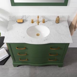 SUDIO Monroe 42 in. W x 22 in. D x 33.7 in. H Bath Vanity in Evergreen with White Marble Top Monroe-42EG