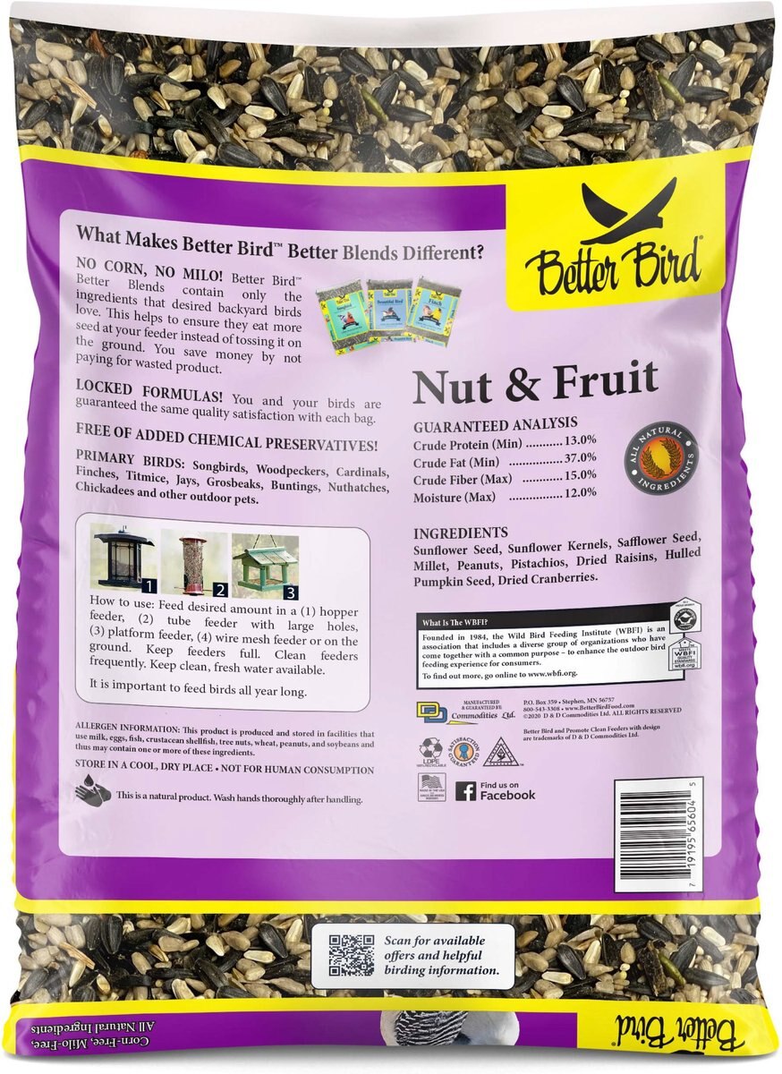 Better Bird Nut and Fruit Bird Food， 4-lb bag