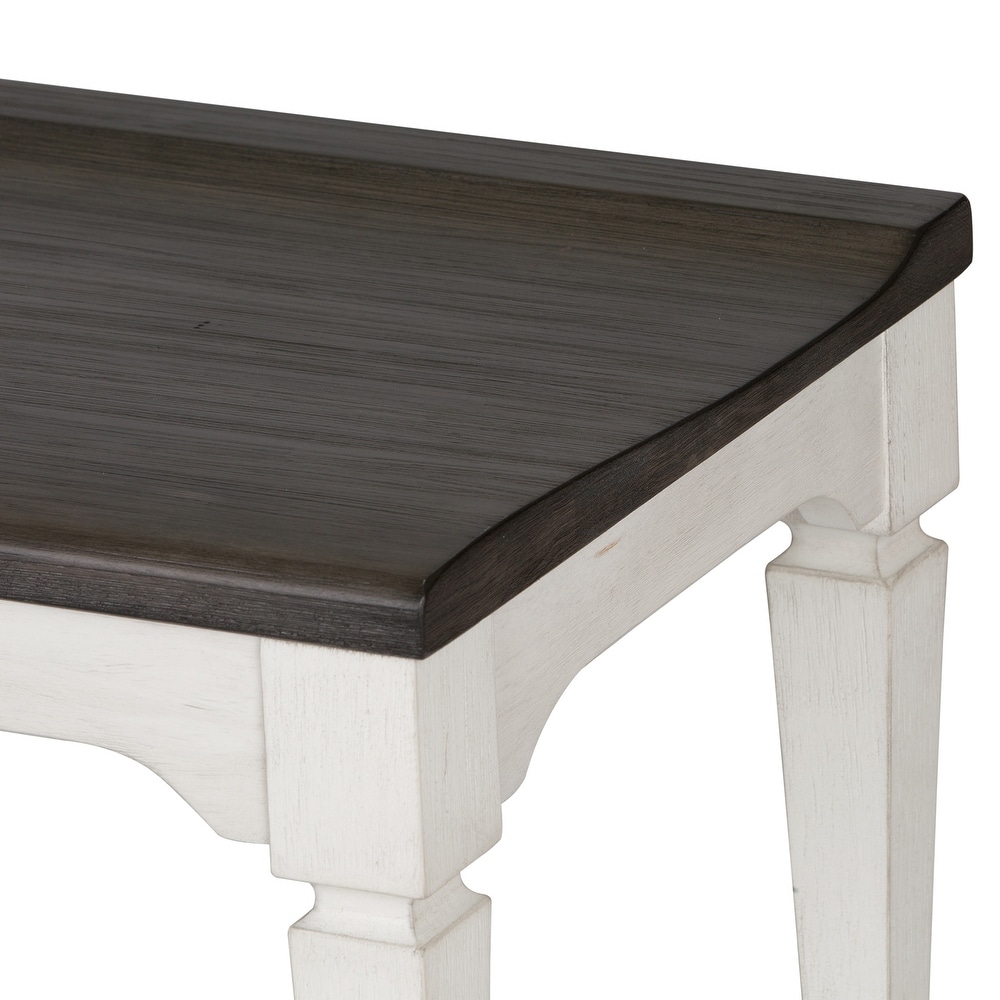 yson Park Wirebrushed White Charcoal Wood Seat Bench