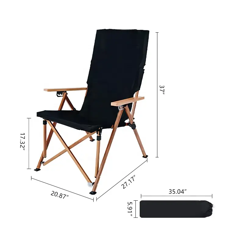 Wholesale Portable Folding Wood Chair 4 Speed Adjustable Camping Chairs