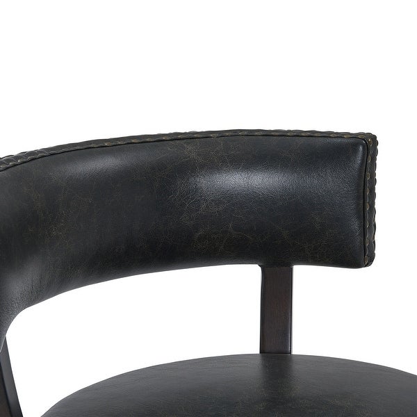 Corbin Wood Swivel Faux Leather Stool