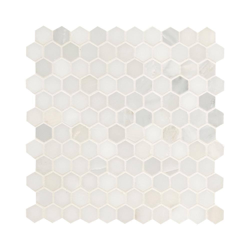 MSI Greecian White Hexagon 12 in. x 12 in. x 10mm Honed Marble Mesh-Mounted Mosaic Tile (8.9 sq. ft.  case) SMOT-ARA-1HEX