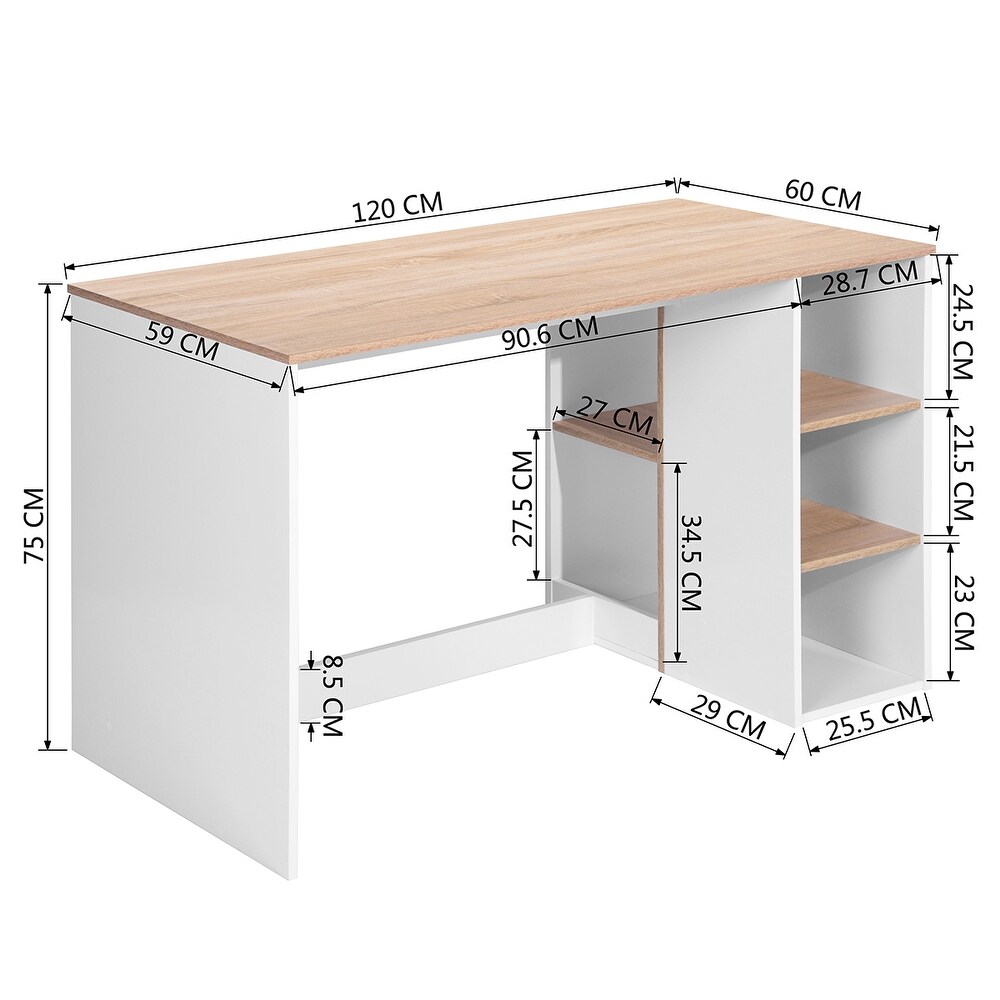 Computer Desk with 5 Storage Shelves  Modern Study Writing Desk for Small Spaces Gaming Desk  Multipurpose Student Learning