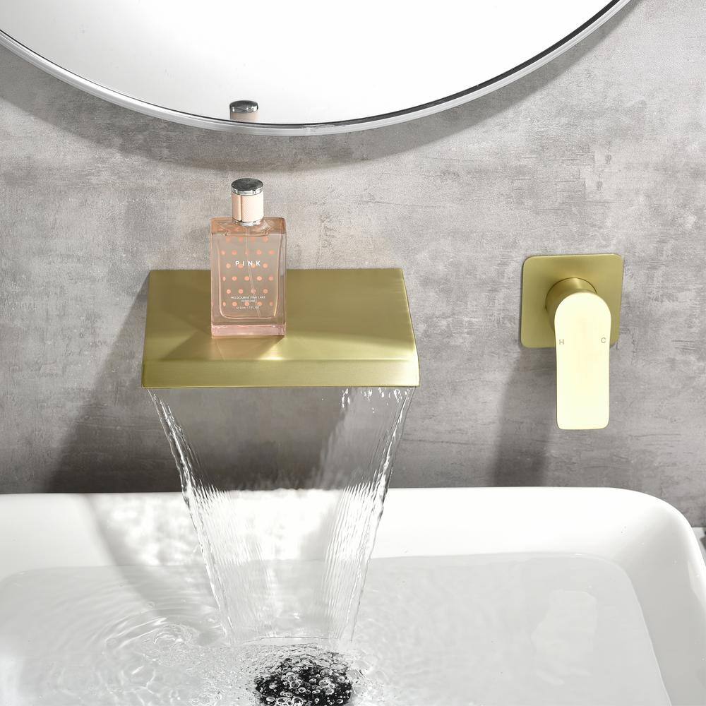 Nestfair Single-Handle Wall Mounted Bathroom Faucet in Brushed Gold SMD2416G