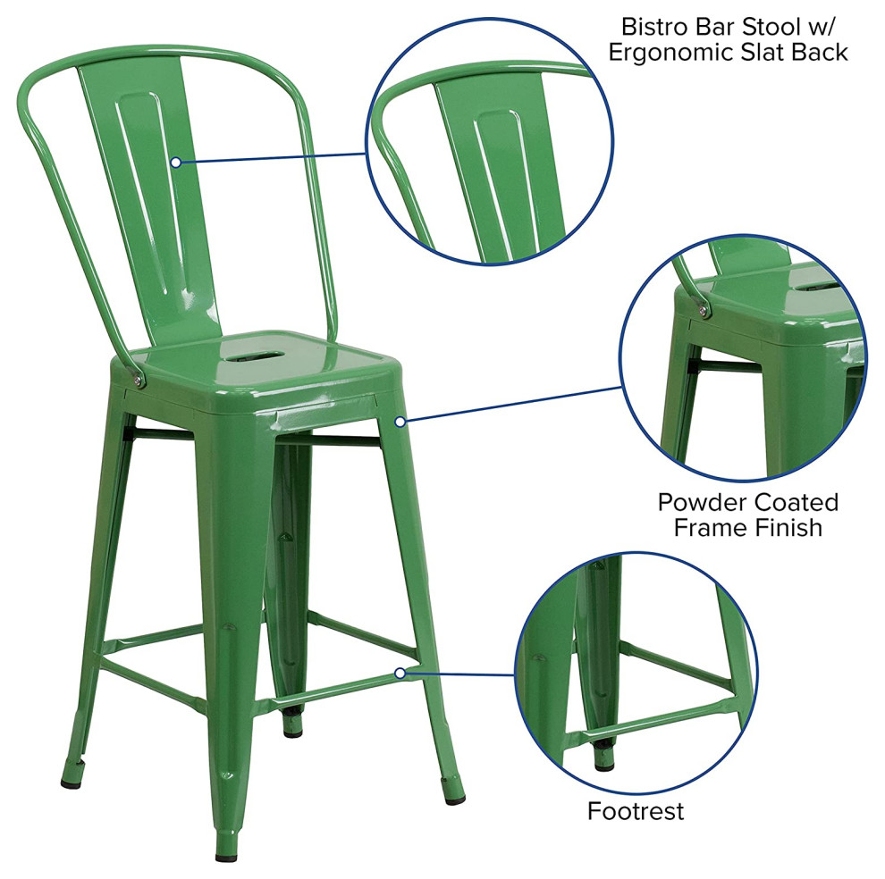 4 Pack Counter Stool  Stackable Design With Removable Back   Industrial   Outdoor Bar Stools And Counter Stools   by Decorn  Houzz