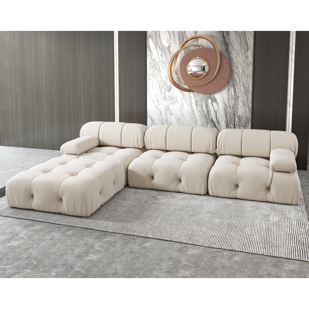 Modern Velvet Upholstered Large Modular Sectional Sofa