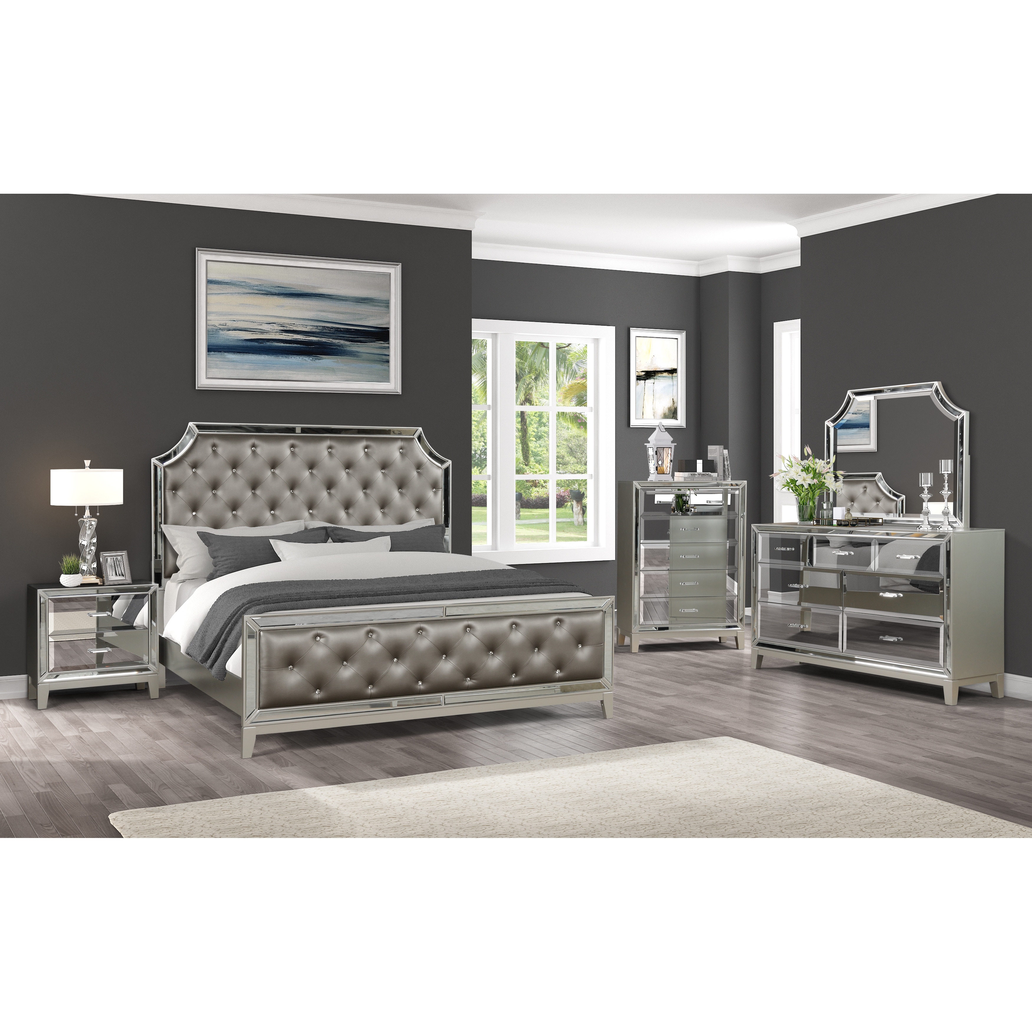 Harmony King 4 PC Bedroom set in Silver - - 37922292