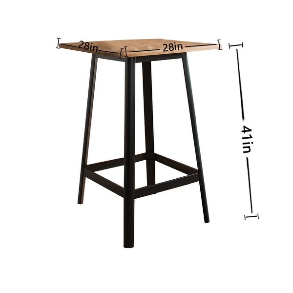 41 in. Natural Wood Bar Table with Black Metal Tube