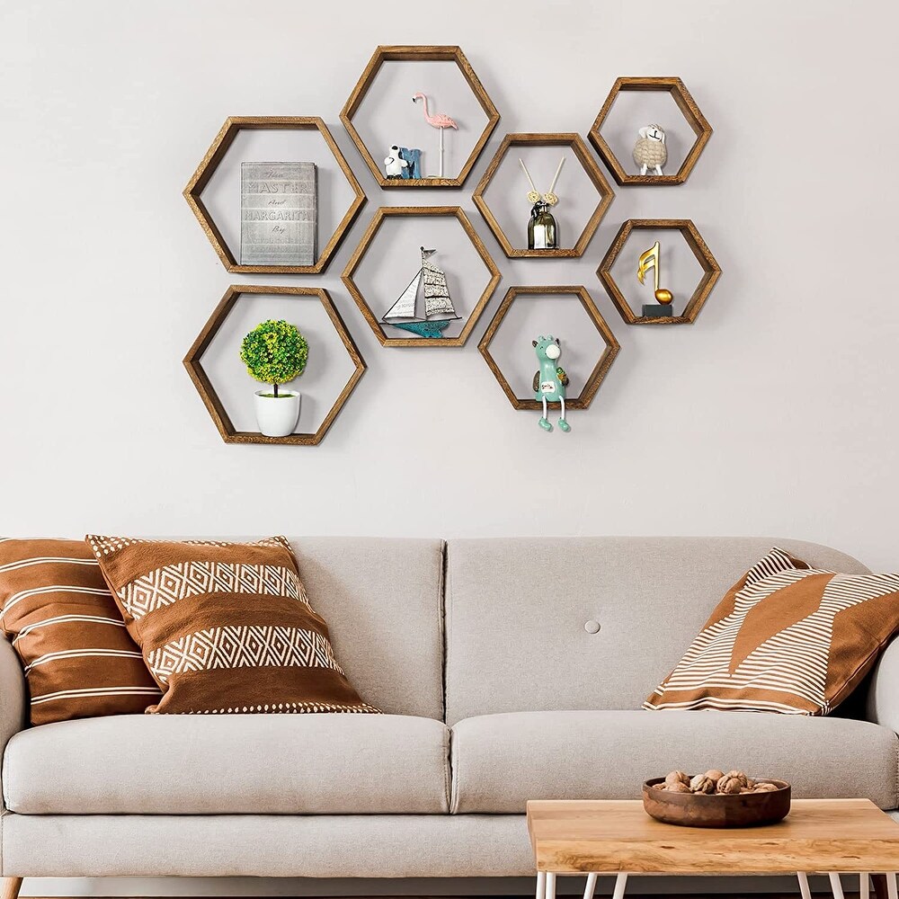 Wall Mounted Hexagon Floating Shelves