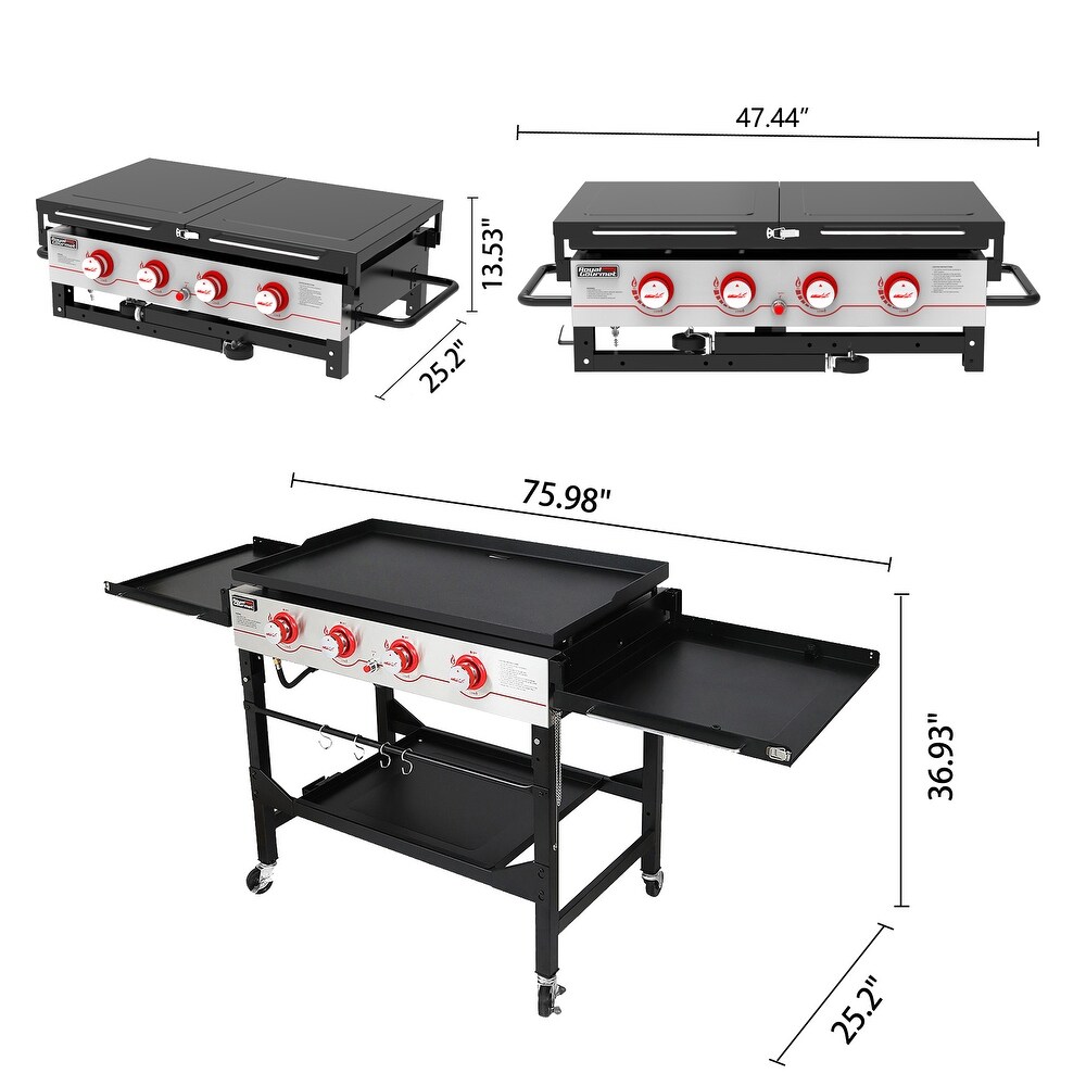 Royal Gourmet GB4000F 36 Inch Flat Top Gas Griddle  4 Burner Propane BBQ Grill Griddle with Top Cover Lid Black