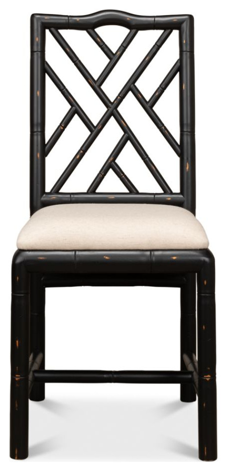 Brighton Bamboo Black Wood Dining Chairs   Traditional   Armchairs And Accent Chairs   by Sideboards and Things  Houzz