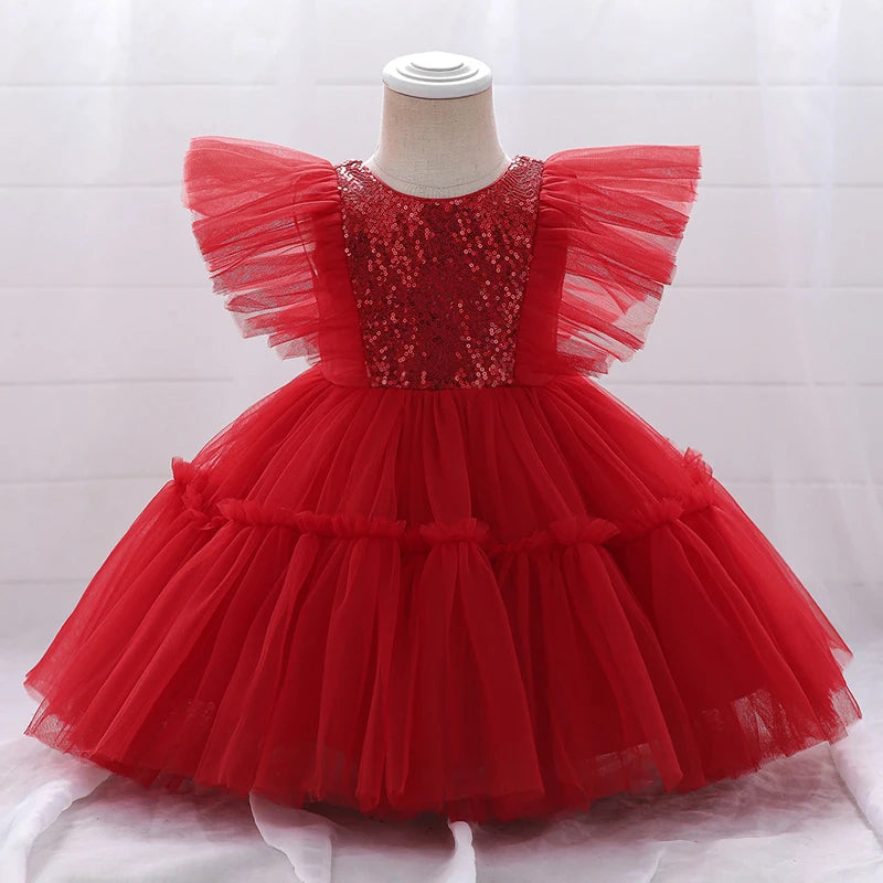 Toddler 1st Birthday Dress For Baby Girl Clothes Sequin Baptism Princess Tutu Dress Girls Dresses Party Costume 0-5 Year