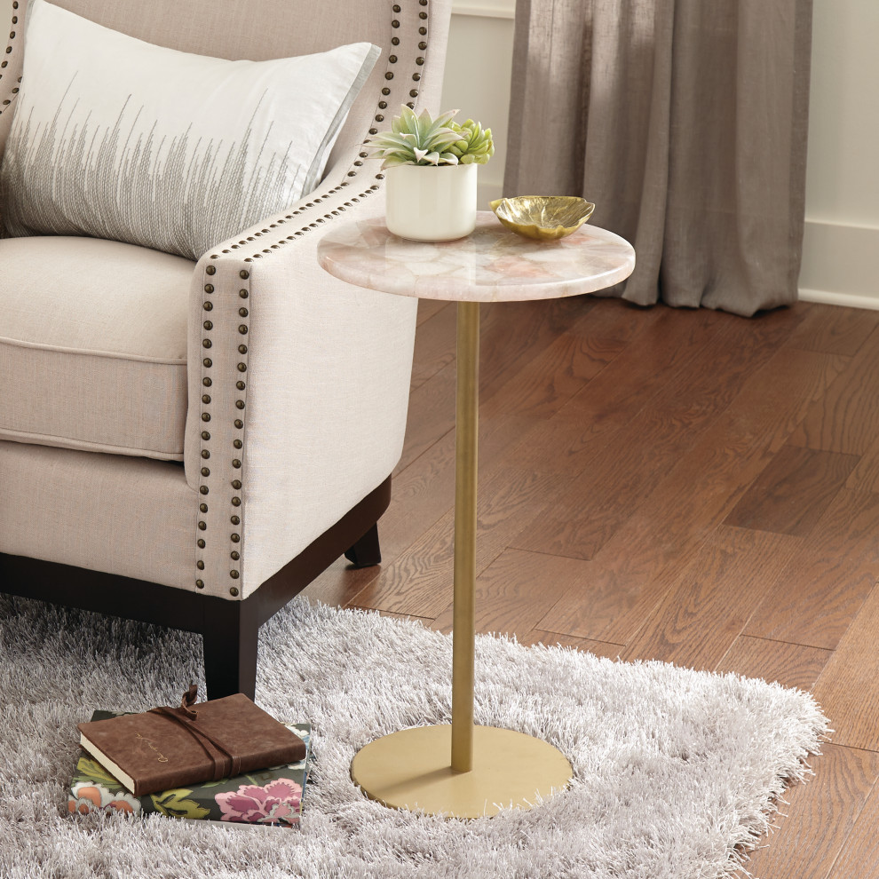 Rosie Agate Top Round Chairside Table   Contemporary   Side Tables And End Tables   by Steve Silver  Houzz