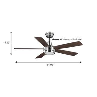 Hampton Bay Fanelee 54 in. White Color Changing LED Brushed Nickel Smart Ceiling Fan with Light Kit and Remote Powered by Hubspace 52133