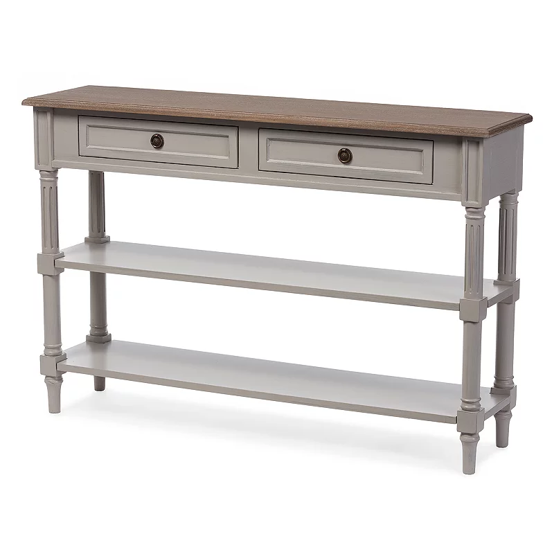 Baxton Studio Farmhouse Shabby Chic 2-Drawer Console Table