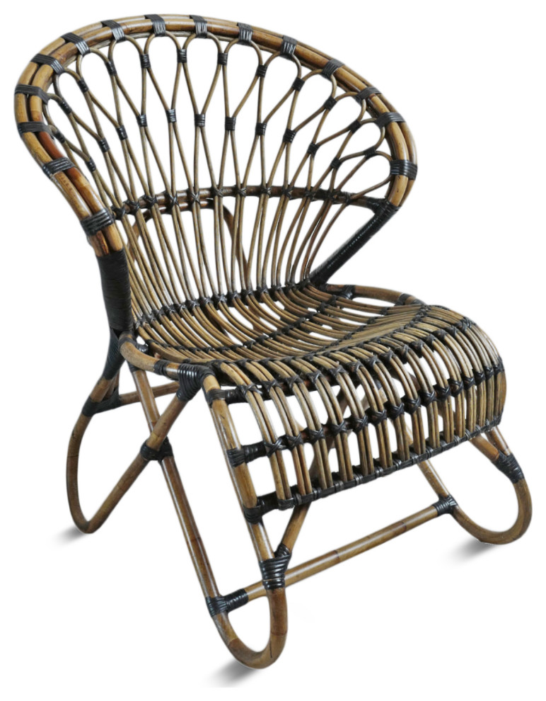 Tea Stain Bamboo and Rattan Side Chair   Tropical   Armchairs And Accent Chairs   by Design Mix Furniture  Houzz