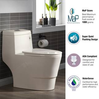 WOODBRIDGE Flora 1-Piece 1.11.6 GPF Dual Flush Elongated Comfort Height Toilet in Biscuit with Soft Closed Seat Included HB0942