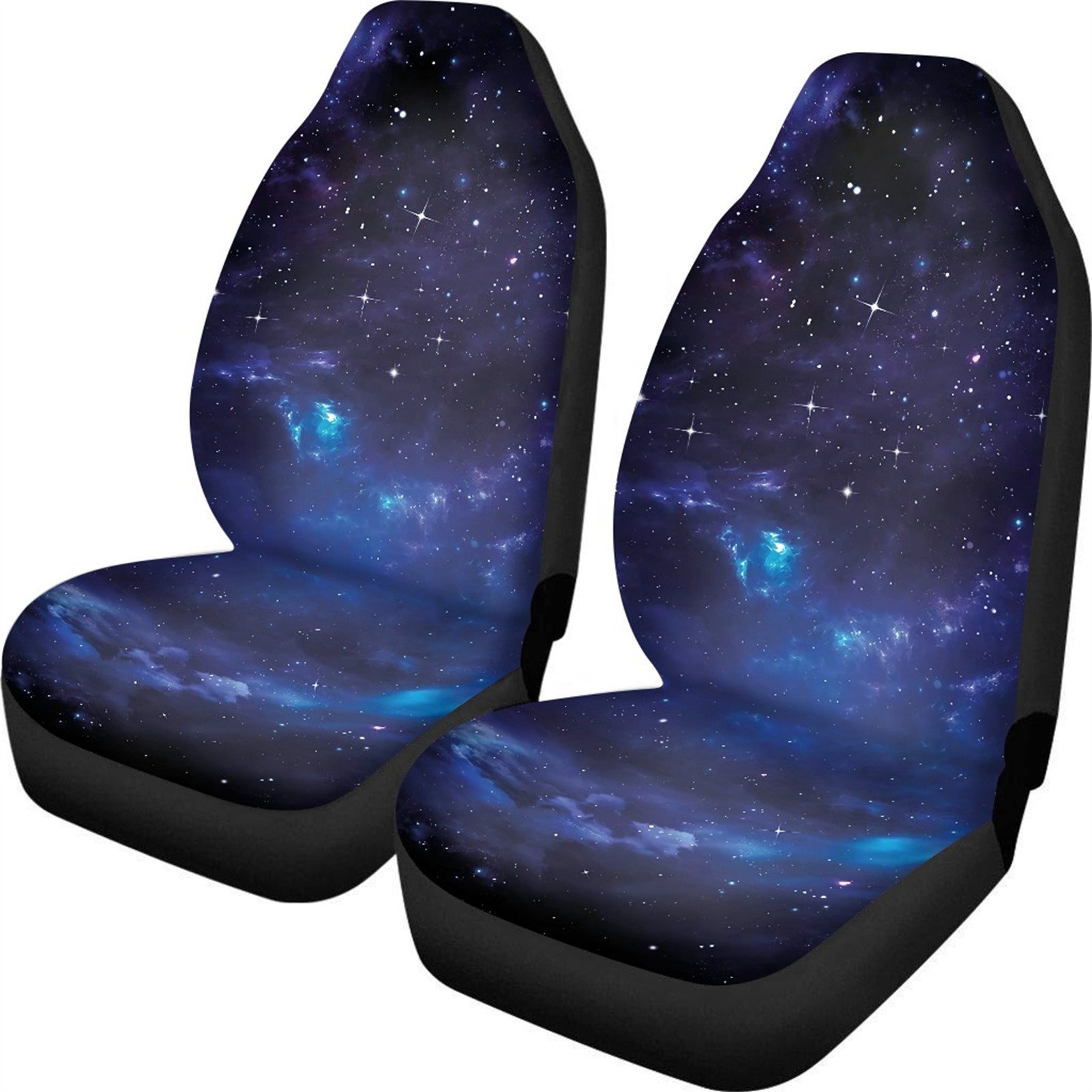 Xoenoiee Car Seat Covers for Front Seats， 2 Pack， Galaxy Pattern， Bucket Seat Cushion Protector， Universal Fits Most Car Truck Van and SUV