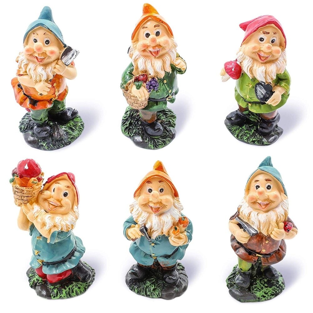 Juvale 6 Pcs Happy Mini Gnome Figurines Accessories Set for Fairy Gardens  4\