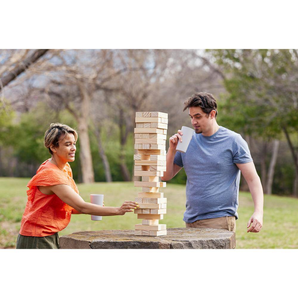 YARD GAMES Large Tumbling Timbers Wood Stacking Game with 56 Premium Pine Blocks TIMBERS-003