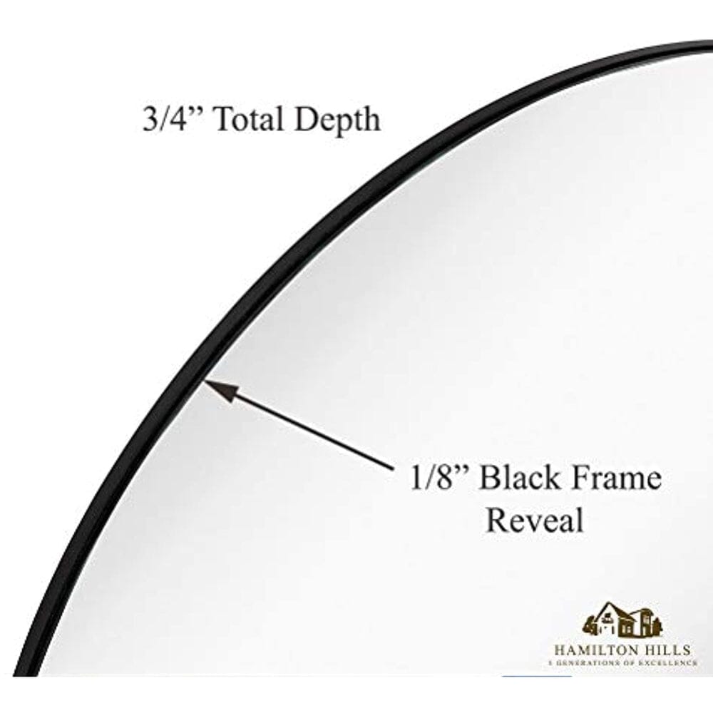 Contemporary Thin Black Edge Circular Wall Mirror (24