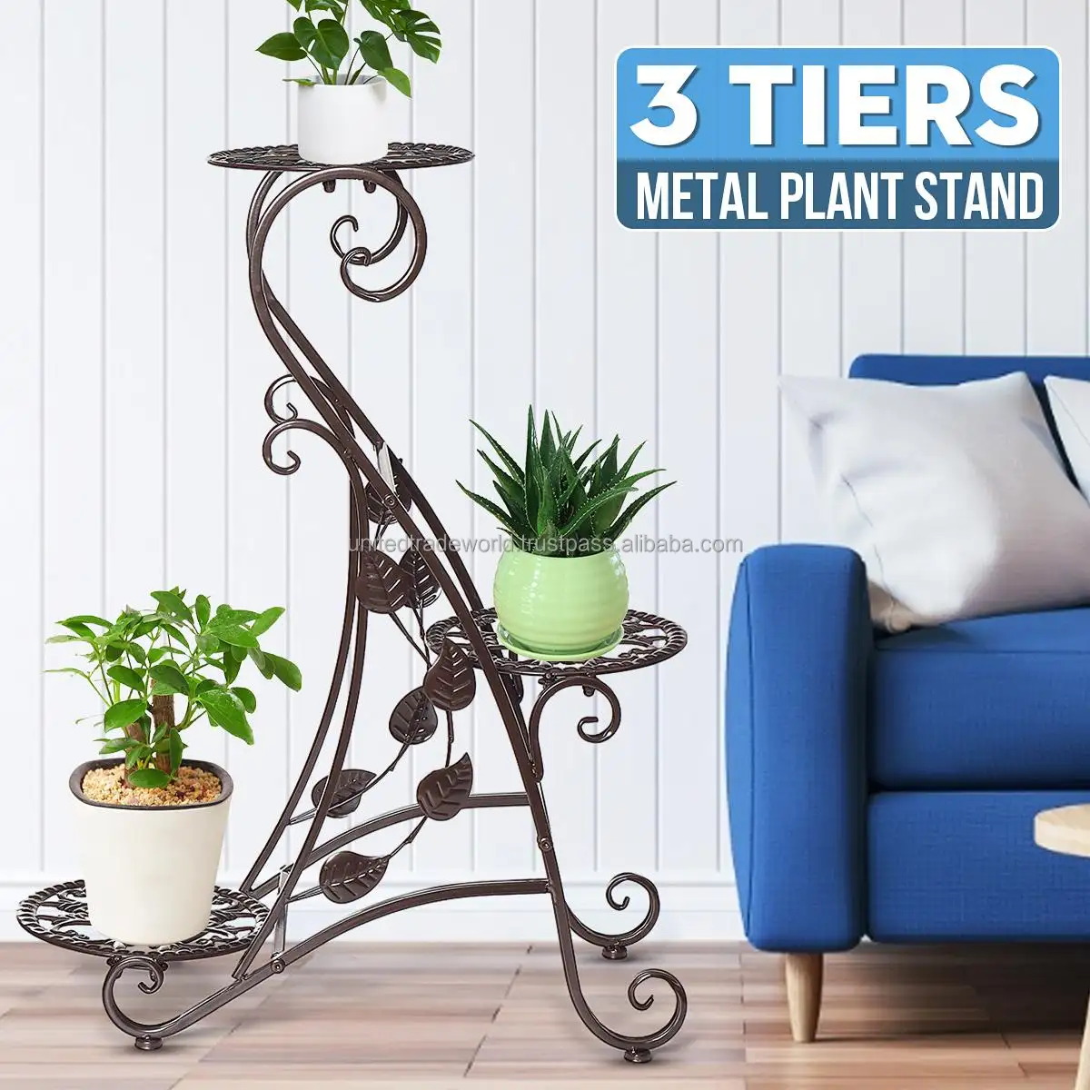 3 Tier Metal Plant Stand Flower Pot Shelf Rack Garden Patio Balcony And Home By United Trade World