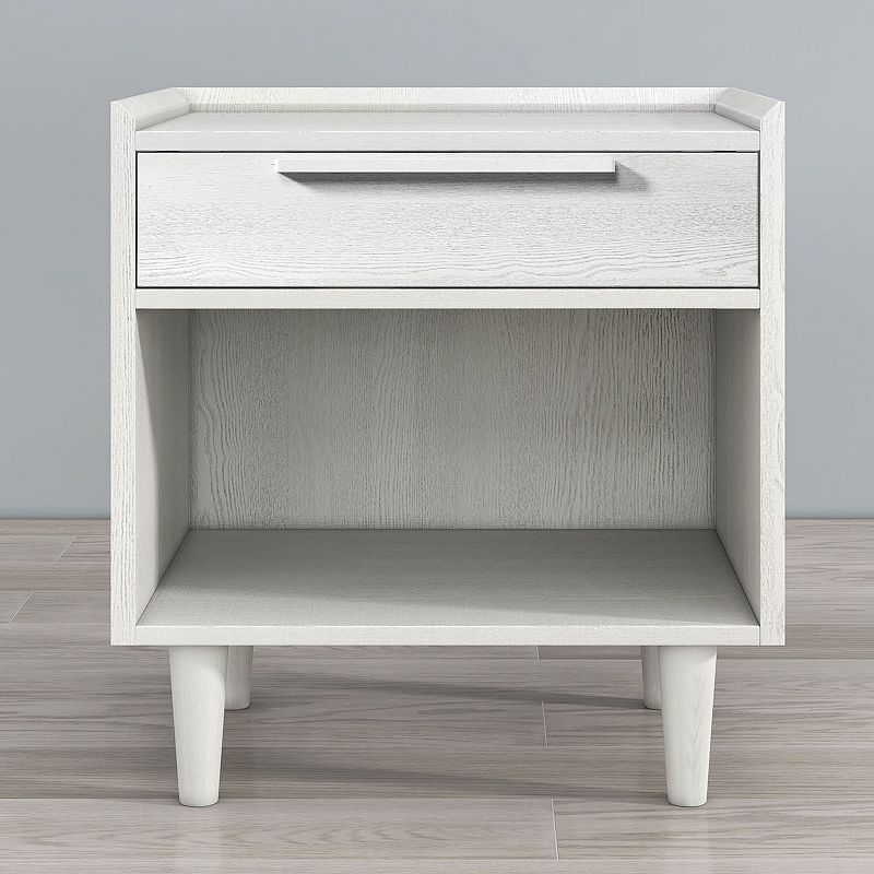 Modern Style Wood Grain One-Drawer Nightstand Side Table with Solid Wood Legs