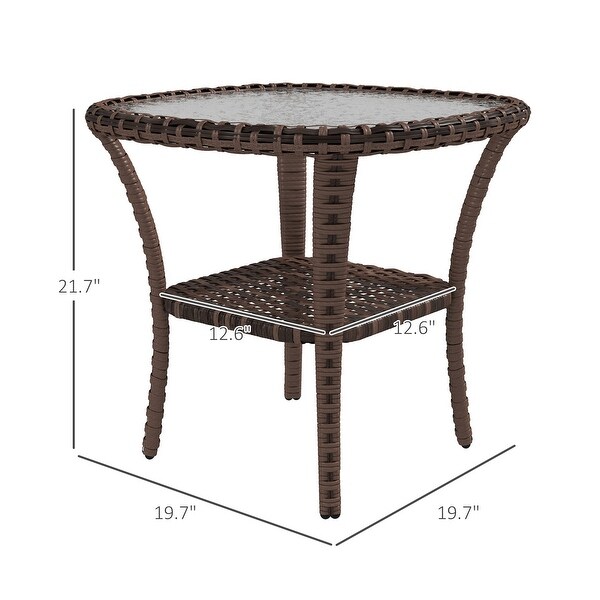 Rattan Coffee Table with Storage Shelf out door side table