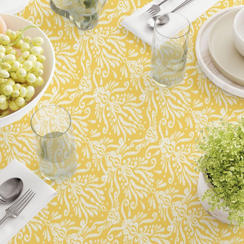 Square Tablecloth， 100% Polyester， 60x60， Yellow Keyhole Damask