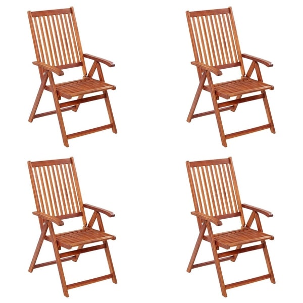 vidaXL Patio Folding Chairs Camping Garden Lawn Chair Solid Wood Acacia Brown