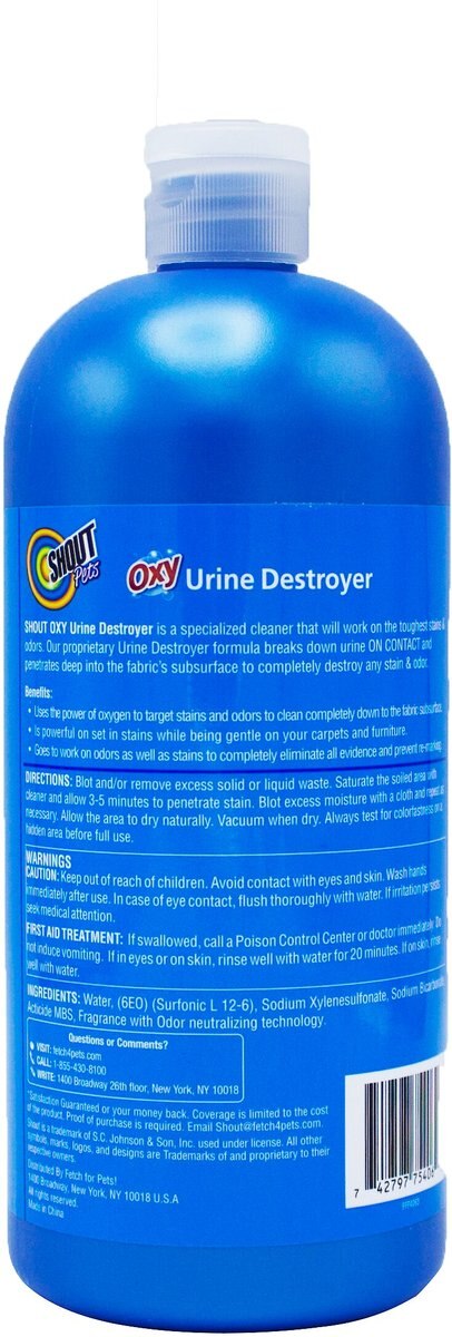 Shout Pets Oxy Urine Destroyer for Carpeting and Upholstery