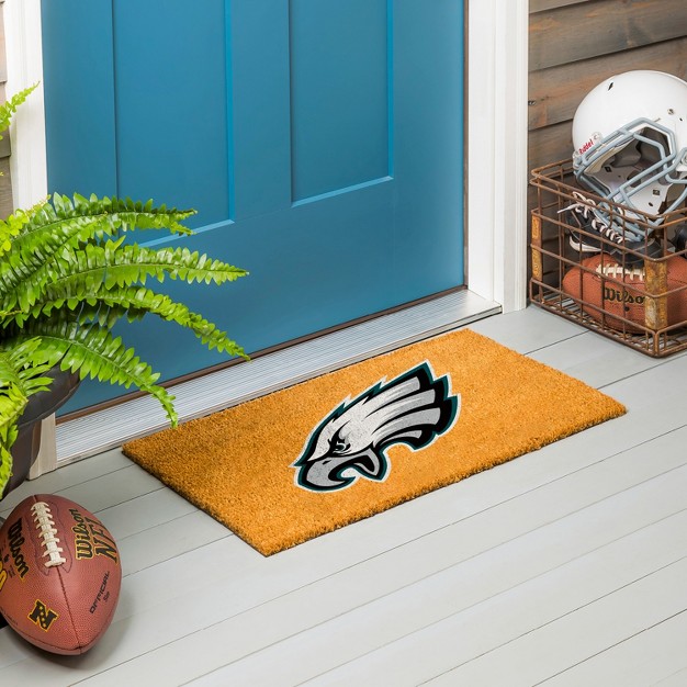 Evergreennflphiladelphia Eagles Logo Natural Coir 28 X 16 Inches Indoor Outdoor Doormat