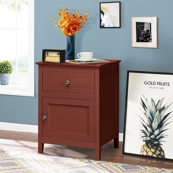 Nightstand with Drawer Accent Side End Table Storage Cabinet