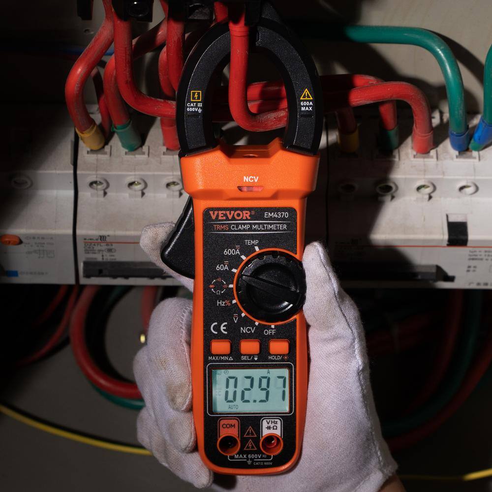 VEVOR 600 Amp Digital Clamp Meter DCAC Multimeter True RMS Auto Ranging 6000 Max Reading NCV Measurement LED Backlight QXBFZDKCWACDC2IU7V0