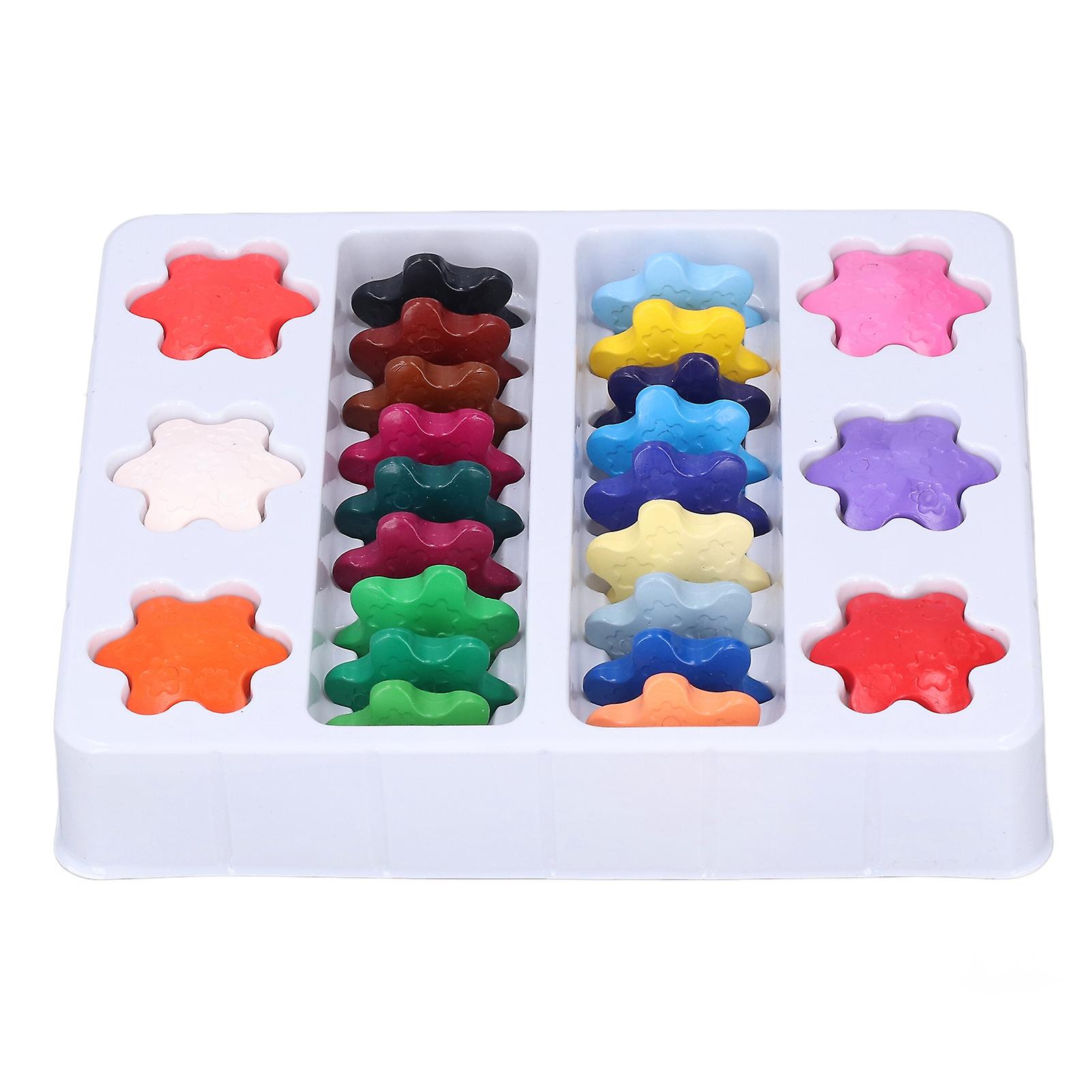 Crayons 24 Colors Washable Children's Drawing Snowflake Shape Graffiti Crayons Brushes