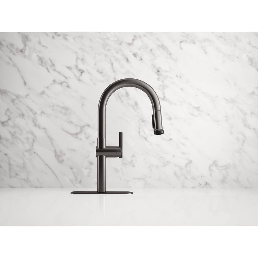 KOHLER Rune Single-Handle Pull-Down Sprayer Kitchen Faucet in Black Stainless K-R22153-SD-BLS