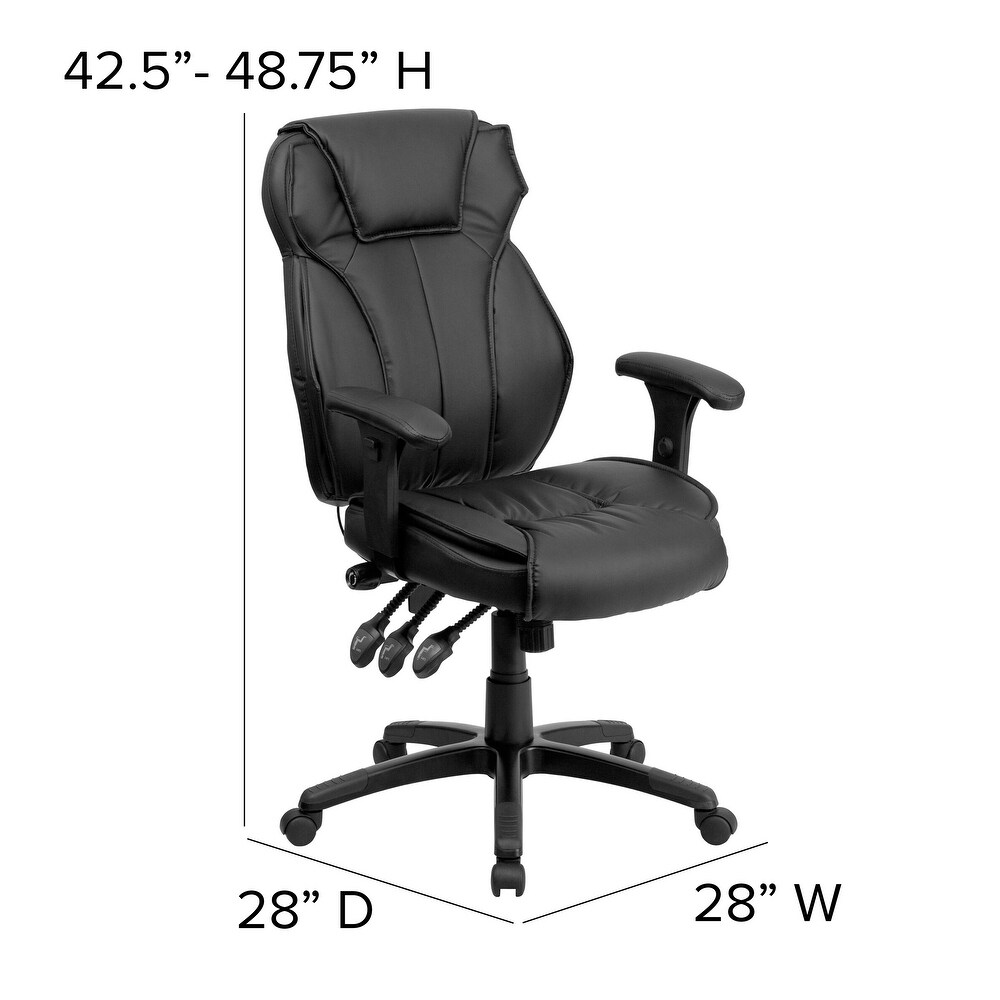 High Back LeatherSoft Multifunction Executive Chair w/Lumbar Support Knob