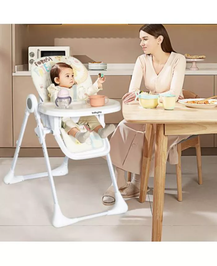 Slickblue Baby High Chair Folding Feeding Chair with Multiple Recline and Height Positions