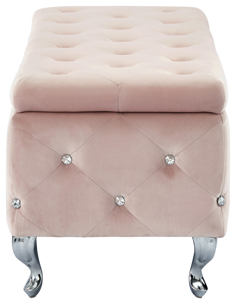 Velvet Storage Ottoman   Traditional   Footstools And Ottomans   by WHI  Houzz