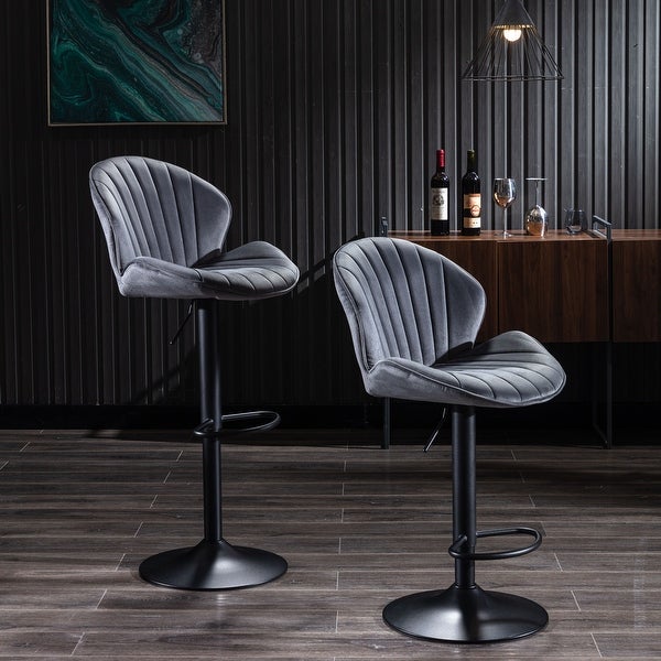 Bar Stools Set of 2 - Adjustable Barstools with Back and Footrest