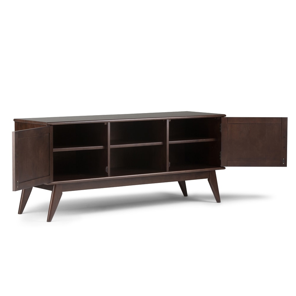 WYNDENHALL Tierney SOLID HARDWOOD 60 inch Wide Mid Century Modern TV Media Stand For TVs up to 65 inches   60\