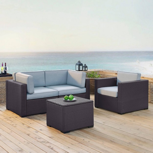 4pc Biscayne Outdoor Steel Conversation Set Mist brown Crosley