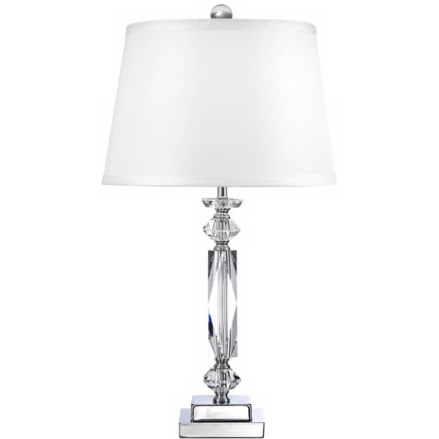 High Clear Crystal Column White Tapered Drum Shade For Living Room Bedroom Bedside Office