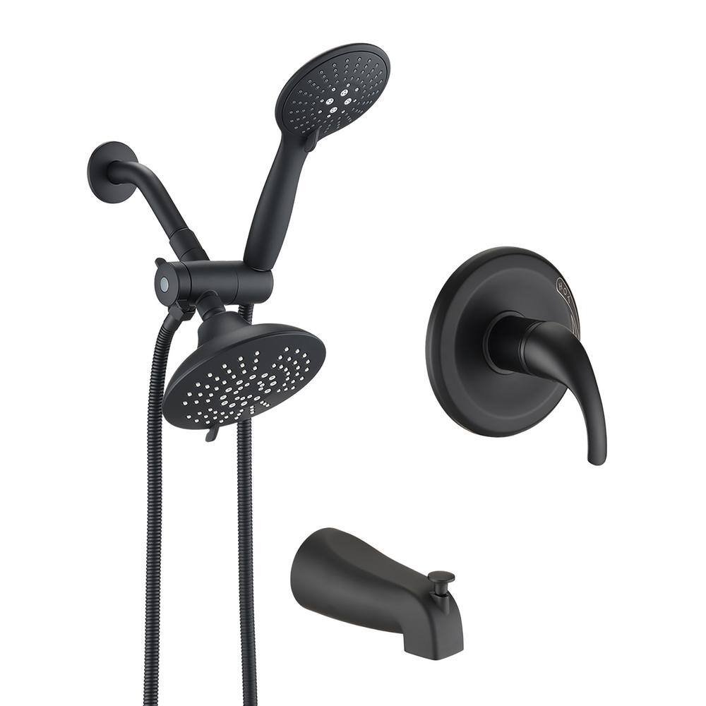 Tahanbath Single-Handle 6-Spray Tub and Shower Faucet and Handheld Combo with Rough-in Valve in Matte Black MS-A3528-MB-KXC