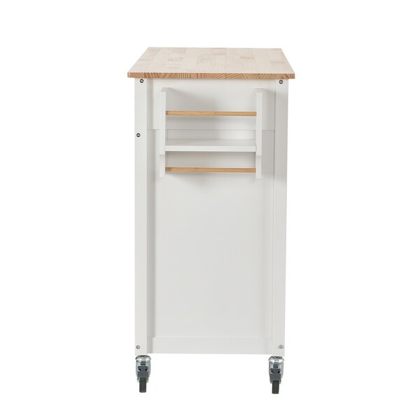 Kitchen Island Cart with Solid Wood Top and Locking Wheels