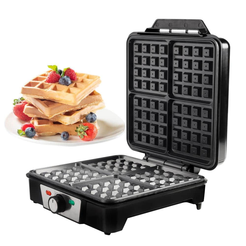 CucinaPro Four Square 4-Slice Stainless Steel Belgian Waffle Maker 1452