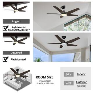 CARRO Voyager 52 in. Dimmable LED IndoorOutdoor Black Smart Ceiling Fan with Light and Remote Works wAlexaGoogle Home S525B-L22-B5-1