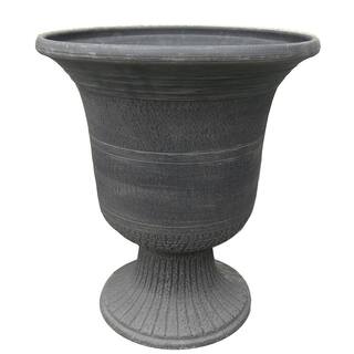 Exaco Modena 18 in. H x 16 in. W Dark Gray Washed Fiber-Clay Urn FM-012