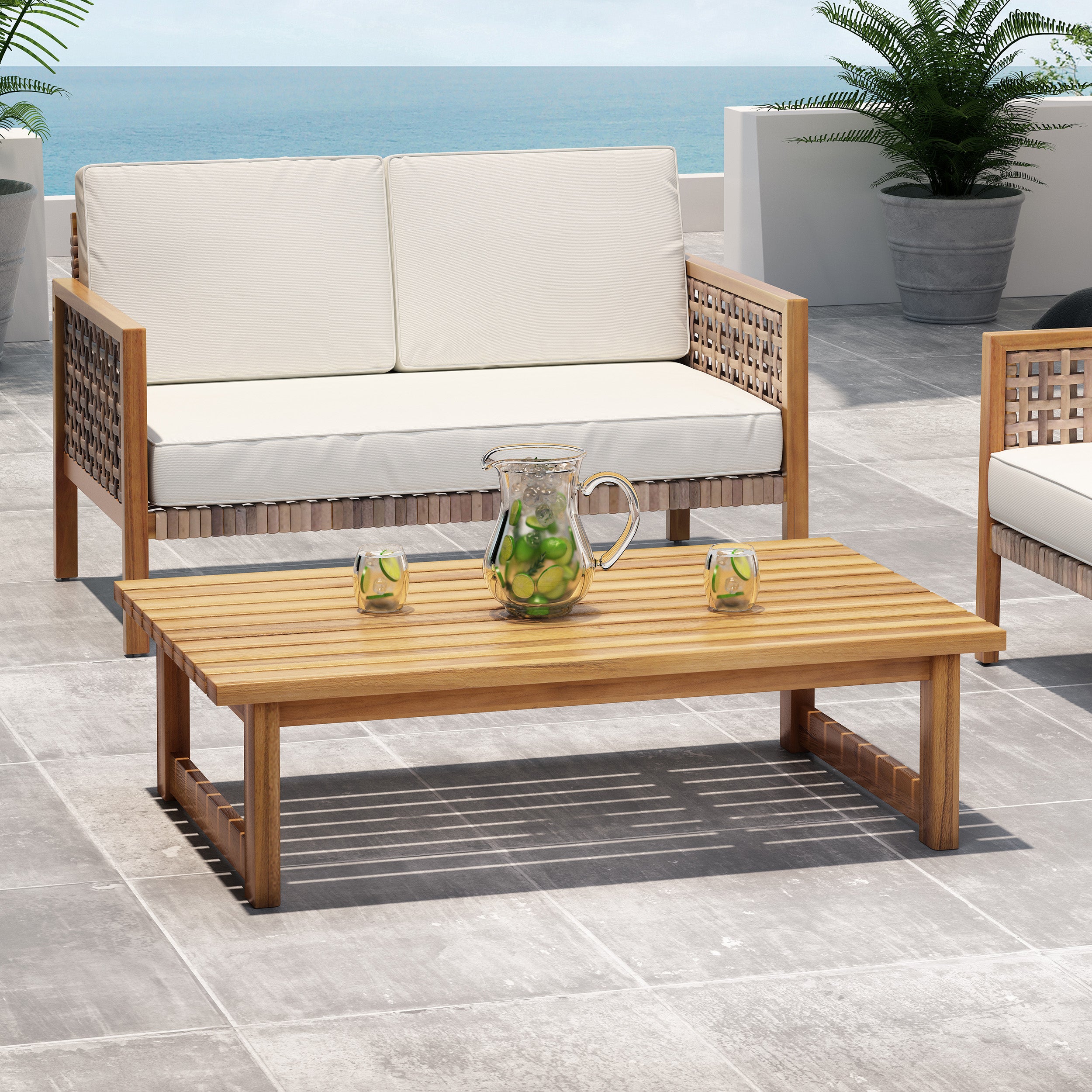 Kedan Outdoor Acacia Wood Coffee Table