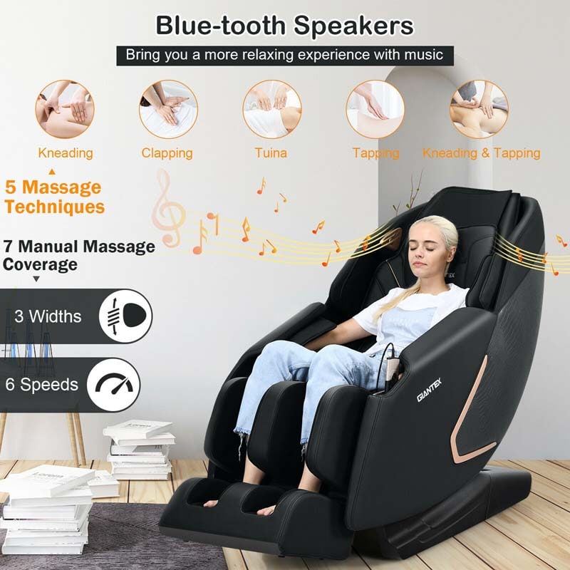 Assembly-Free SL Track Full Body Zero Gravity Massage Chair Recliner with Back Heater